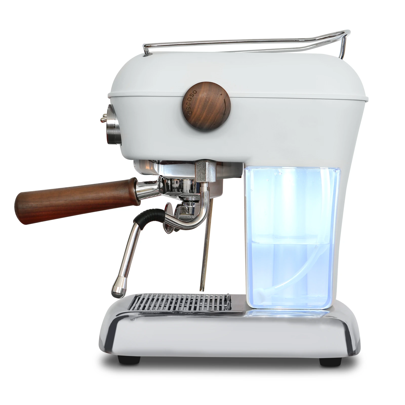 White „Ascaso“ Dream PID from the side: illuminated 1.3 L water tank