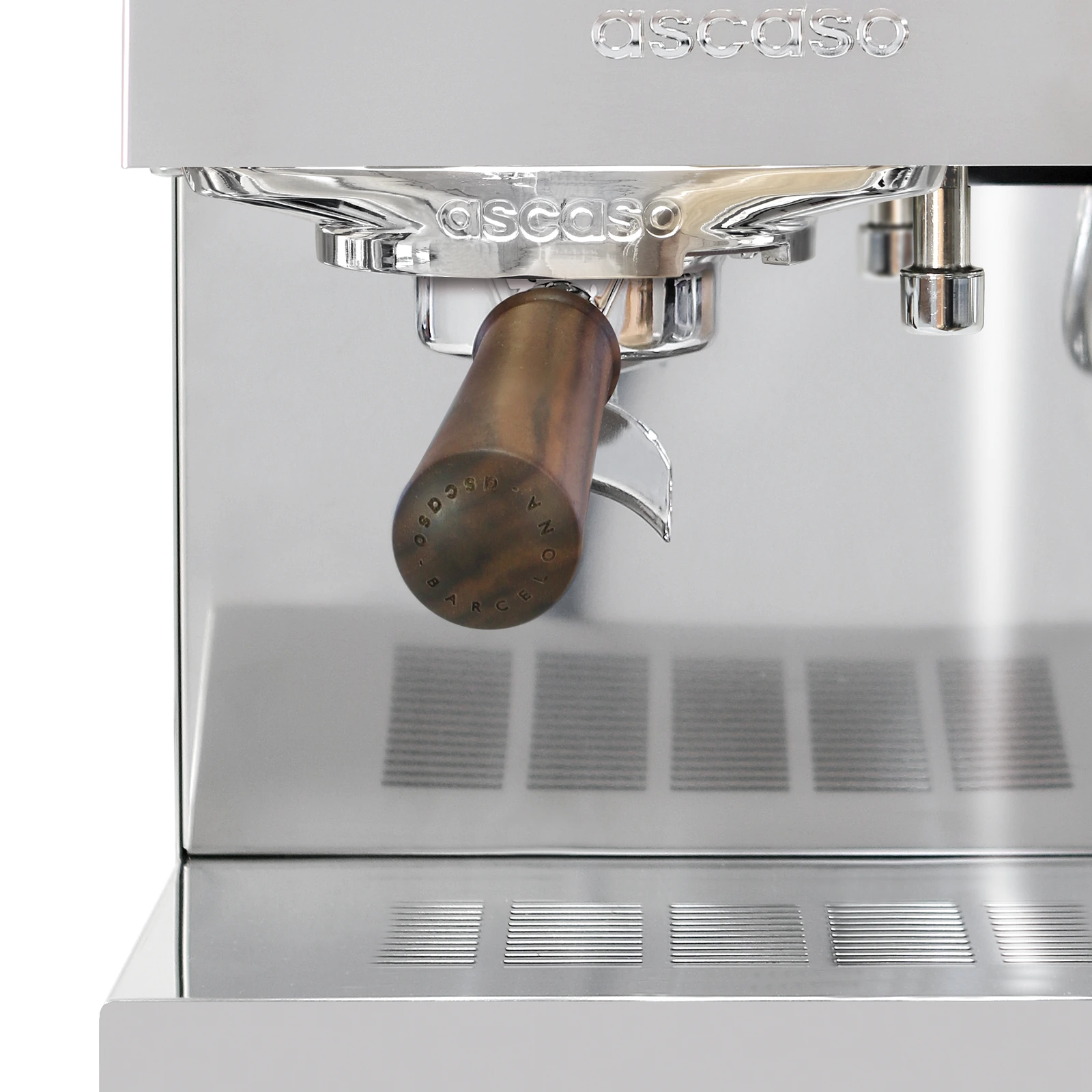 Stainless steel „Ascaso“ Steel DUO PID: brew group and walnut-handled portafilter